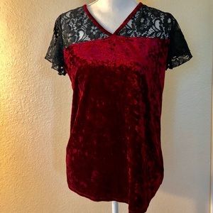 Adele & May crushed velvet and lace top size M